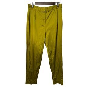 Theory Green Satin Trousers Pants Slacks Career Wear Work Women's Size 10